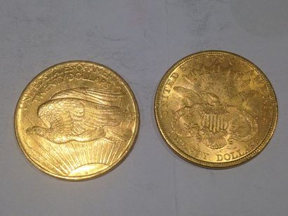 null 2 pièces de 20 dollars or (1908 et 1894)